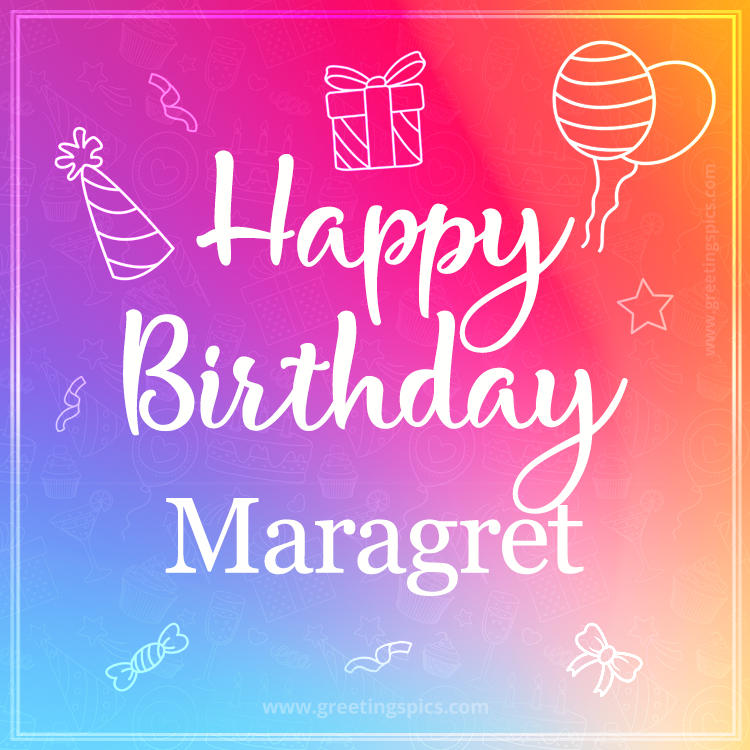 Colorful Happy Birthday Card For Maragret (square shape image)