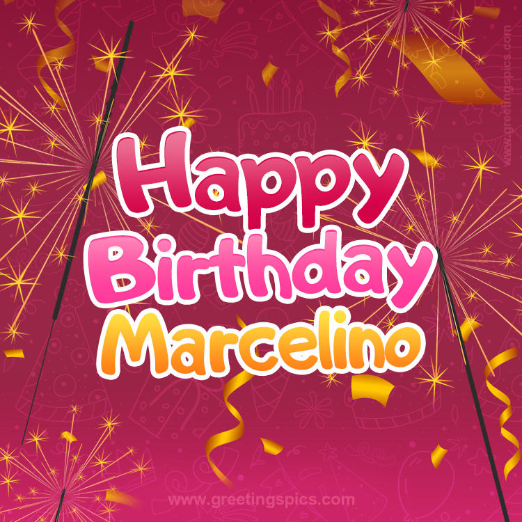 Happy Birthday Marcelino Image with sparklers (square shape image)