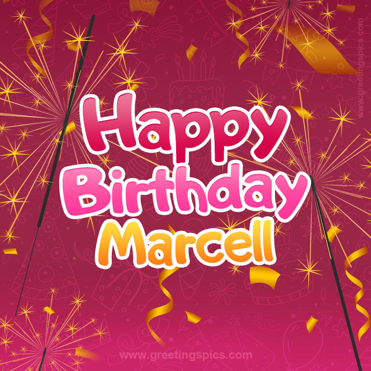 Happy Birthday Marcell Image with sparklers (square shape image)