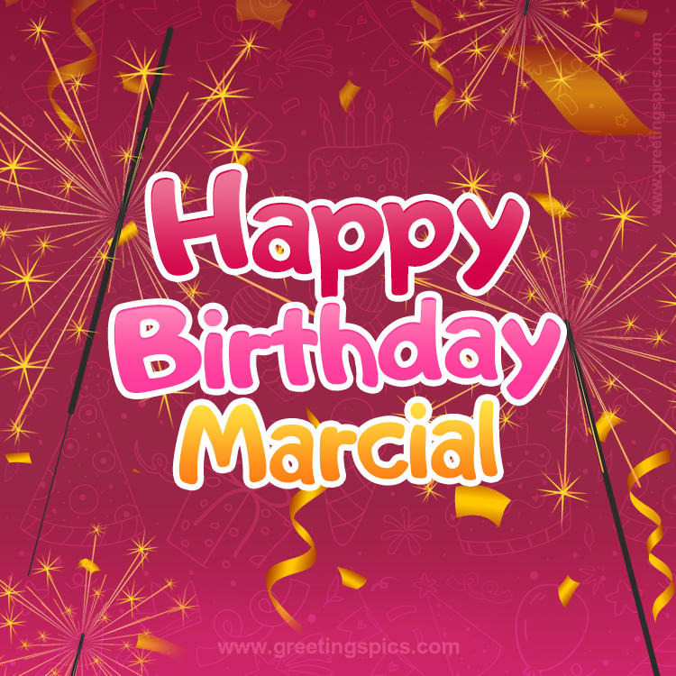 Happy Birthday Marcial Image with sparklers (square shape image)