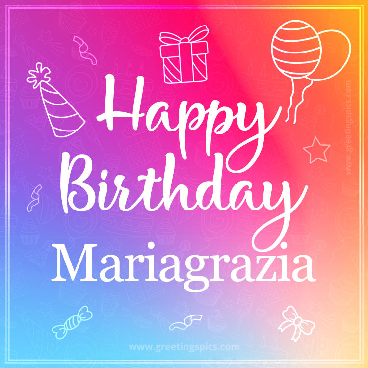 Colorful Happy Birthday Card For Mariagrazia (square shape image)