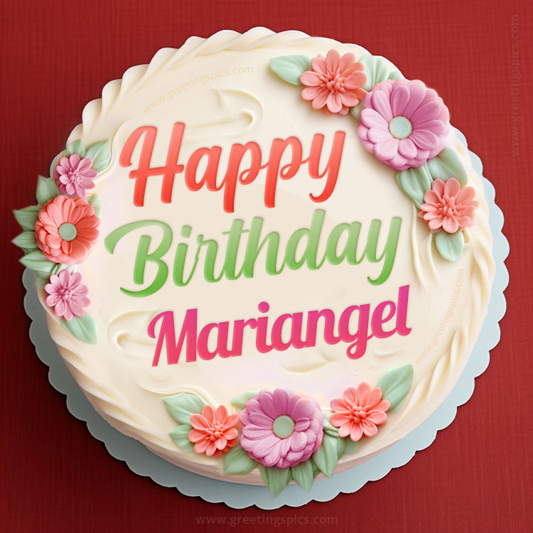 Happy Birthday Mariangel Cake Image With Name (square shape image)