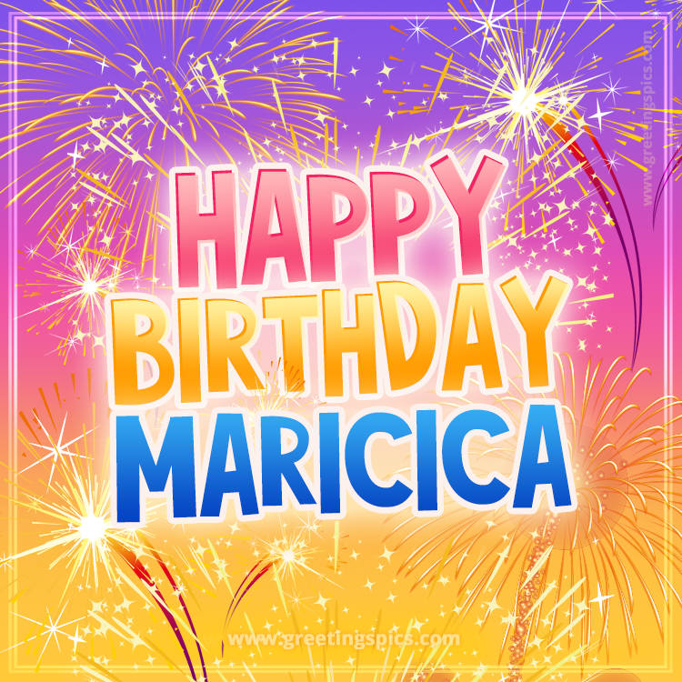 Happy Birthday Maricica Picture with fireworks (square shape image)