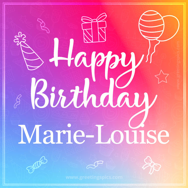 Colorful Happy Birthday Card For Marie-Louise (square shape image)