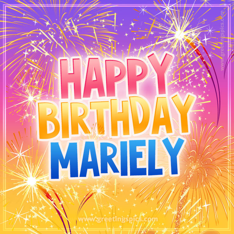 Happy Birthday Mariely Picture with fireworks (square shape image)