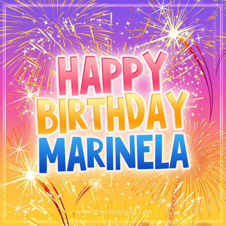 Happy Birthday Marinela Picture with fireworks (square shape image)