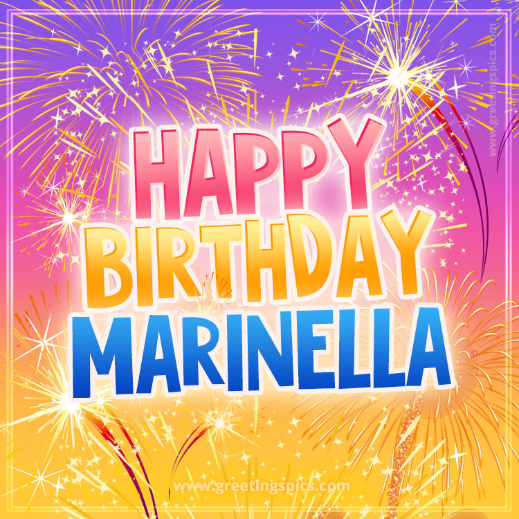 Happy Birthday Marinella Picture with fireworks (square shape image)