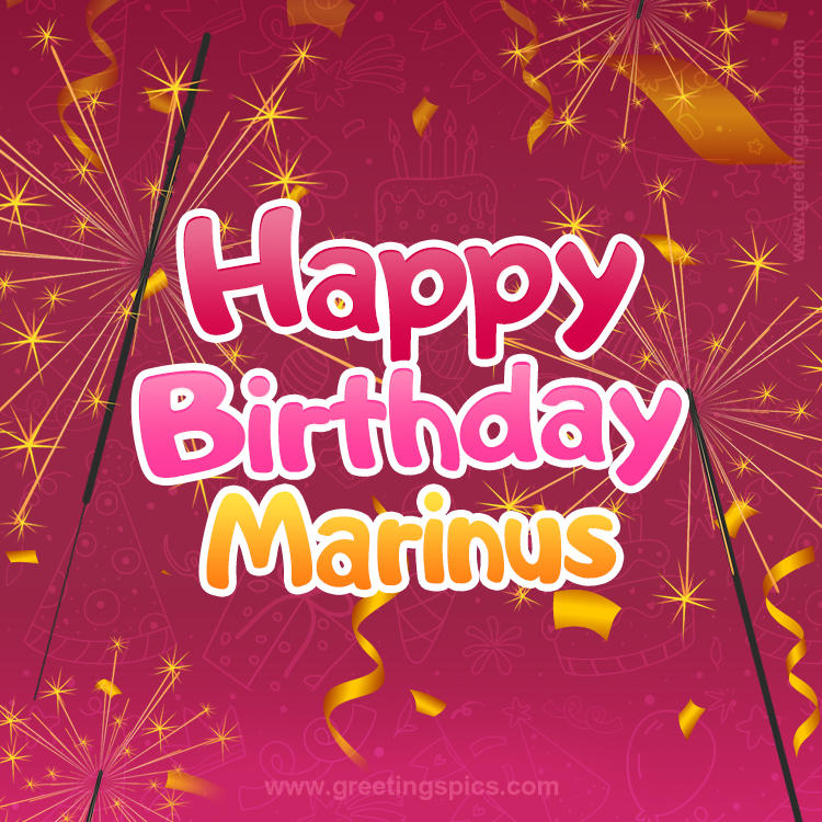 Happy Birthday Marinus Image with sparklers (square shape image)