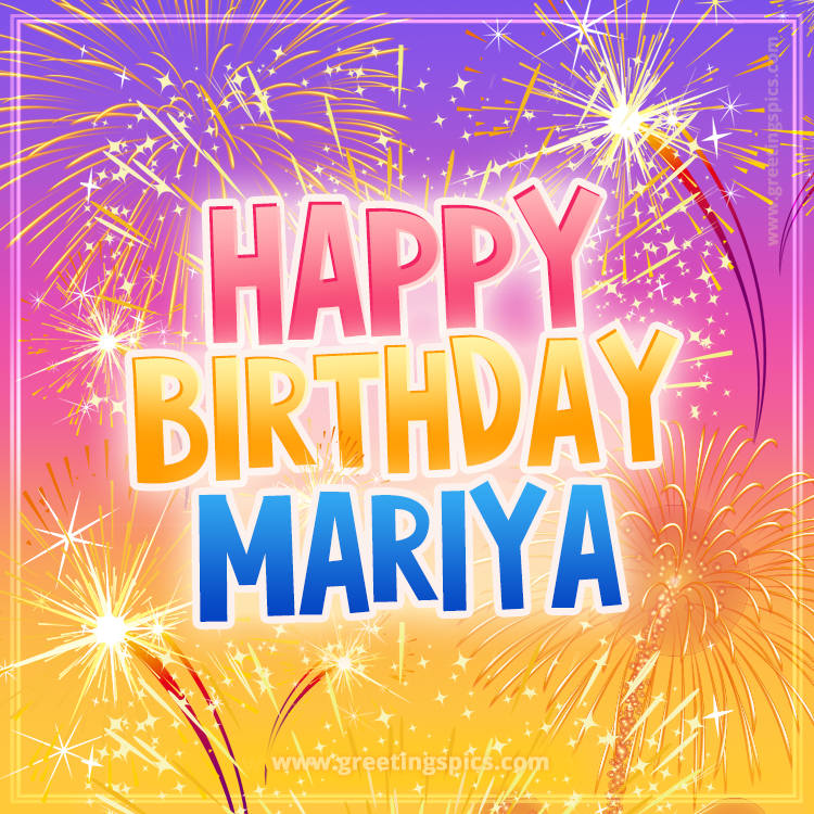 Happy Birthday Mariya Picture with fireworks (square shape image)