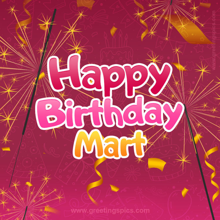 Happy Birthday Mart Image with sparklers (square shape image)