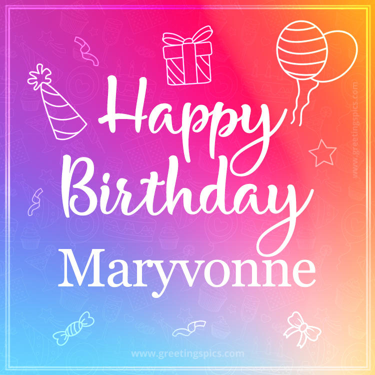 Colorful Happy Birthday Card For Maryvonne (square shape image)