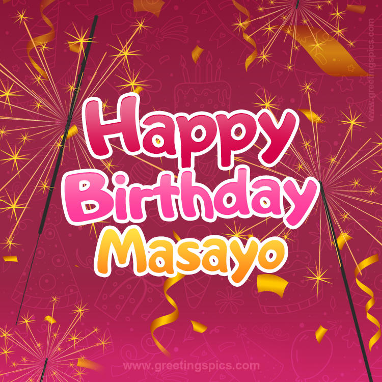 Happy Birthday Masayo Image with sparklers (square shape image)