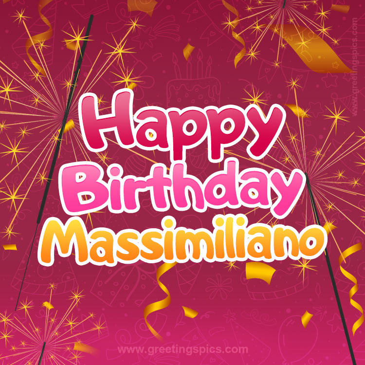 Happy Birthday Massimiliano Image with sparklers (square shape image)