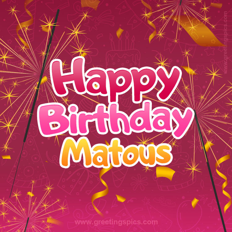 Happy Birthday Matous Image with sparklers (square shape image)