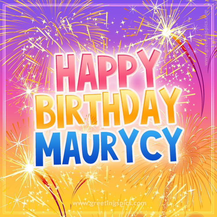 Happy Birthday Maurycy Picture with fireworks (square shape image)