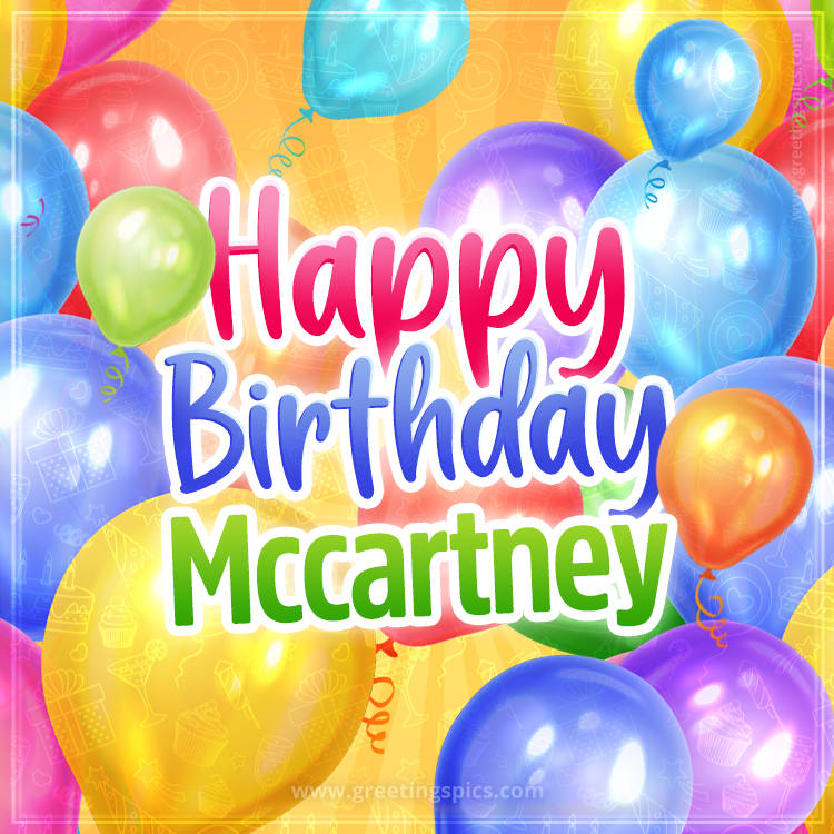 Happy Birthday Mccartney Image with colorful balloons (square shape image)