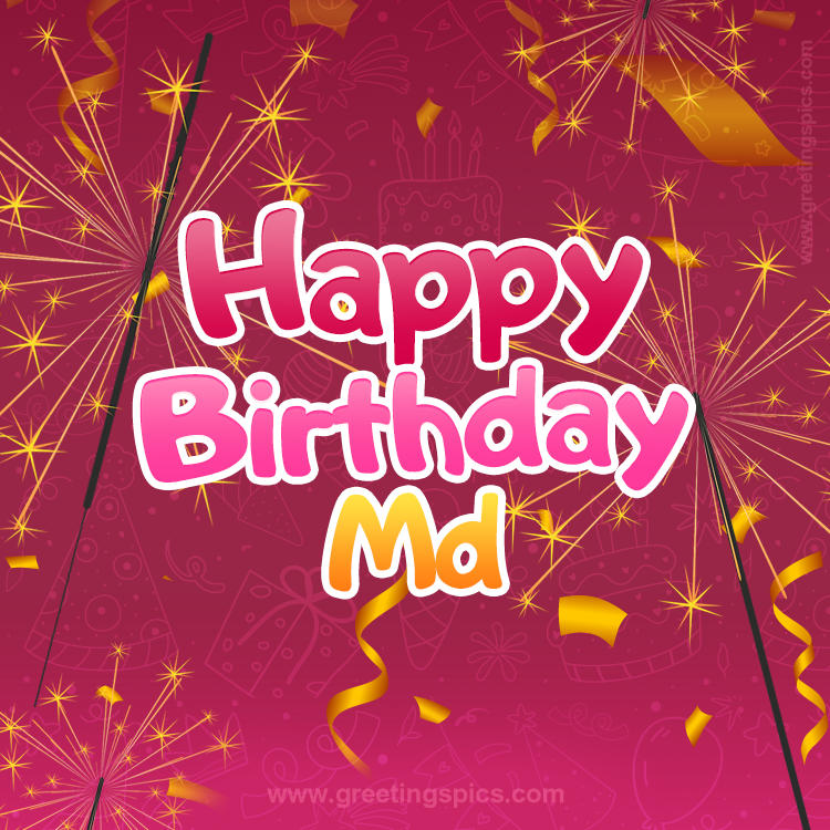 Happy Birthday Md Image with sparklers (square shape image)