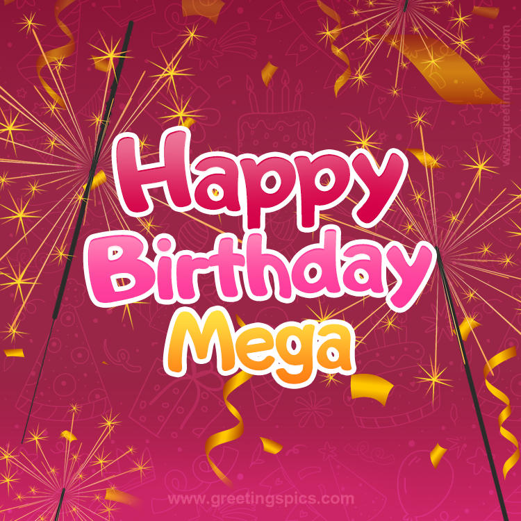 Happy Birthday Mega Image with sparklers (square shape image)