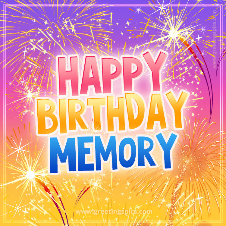 Happy Birthday Memory Picture with fireworks (square shape image)