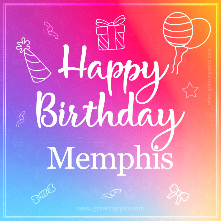 Colorful Happy Birthday Card For Memphis (square shape image)