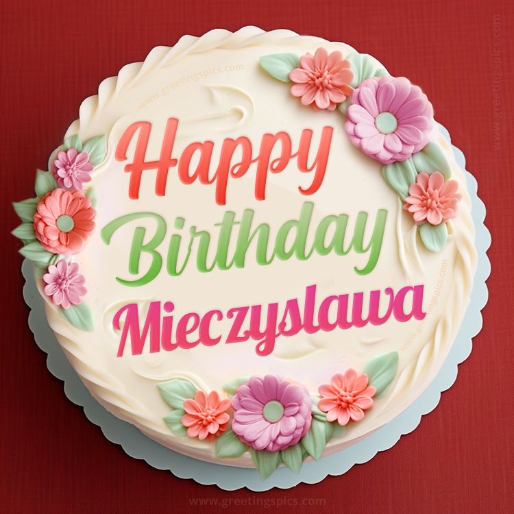 Happy Birthday Mieczyslawa Cake Image With Name (square shape image)