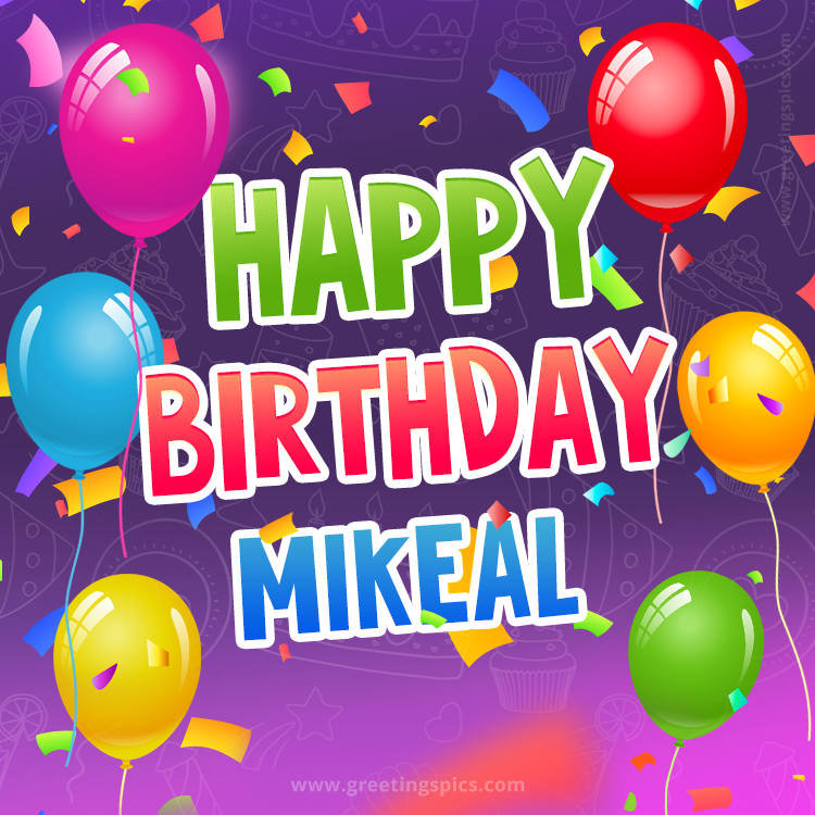 Happy Birthday Mikeal Festive Greeting Card (square shape image)