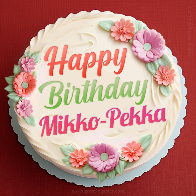 Happy Birthday Mikko-Pekka Cake Image With Name (square shape image)