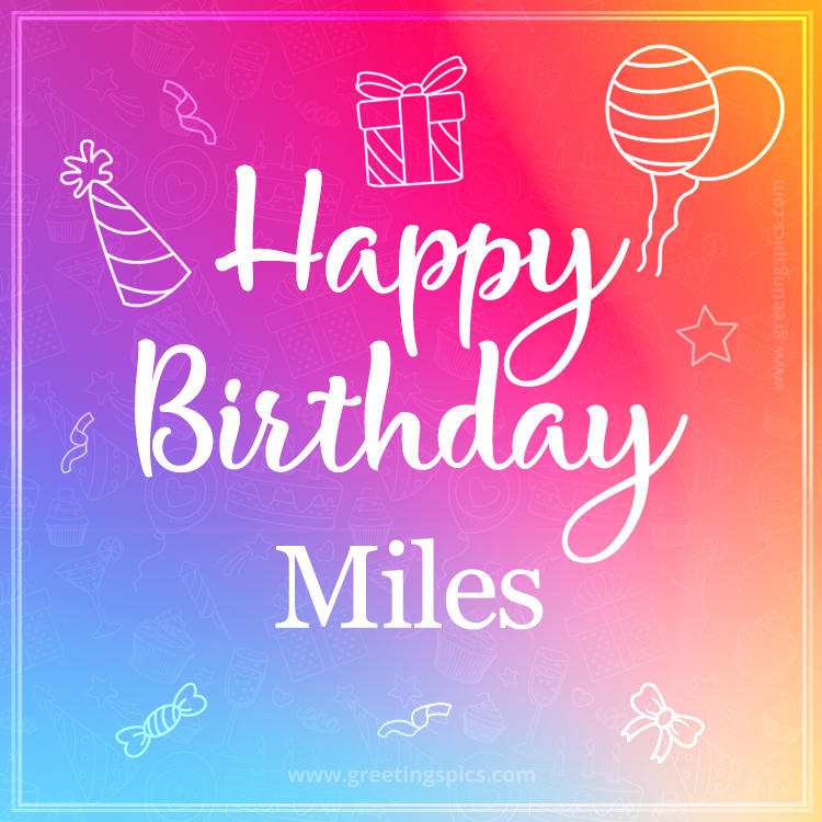 Colorful Happy Birthday Card For Miles (square shape image)