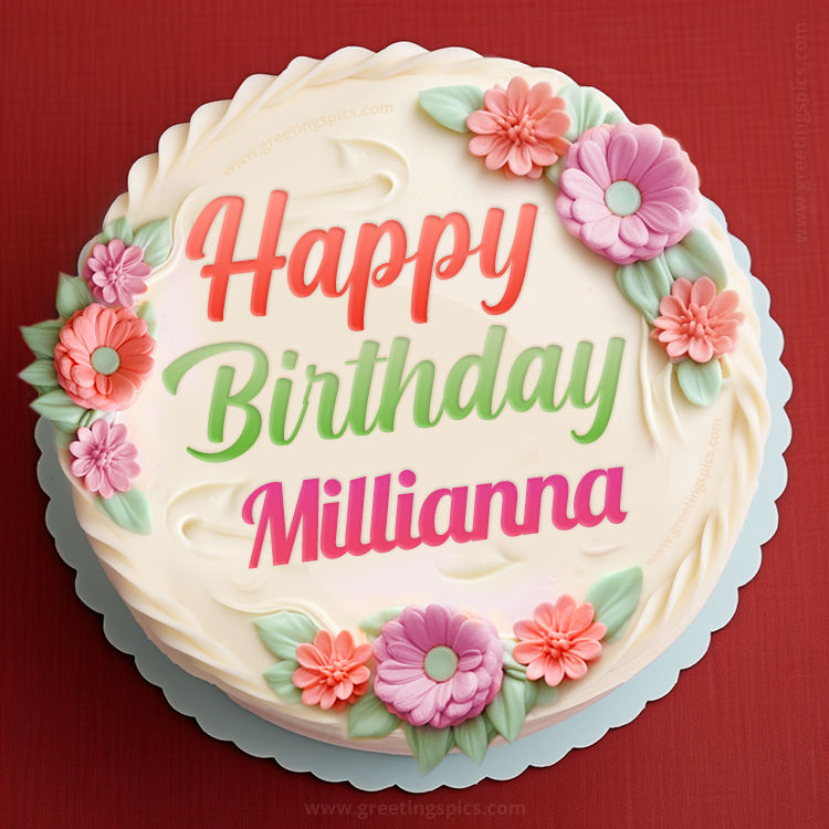 Happy Birthday Millianna Cake Image With Name (square shape image)