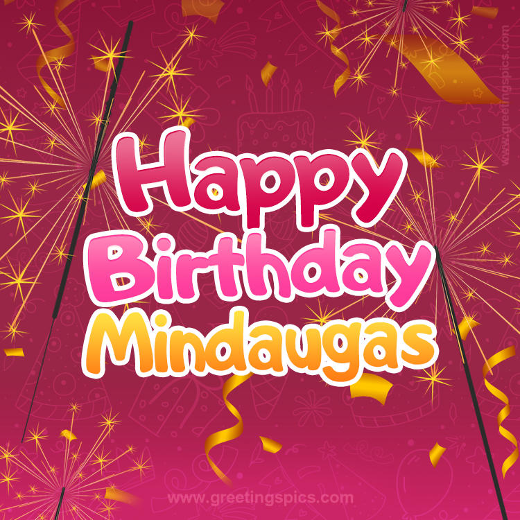 Happy Birthday Mindaugas Image with sparklers (square shape image)