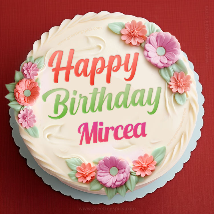Happy Birthday Mircea Cake Image With Name (square shape image)