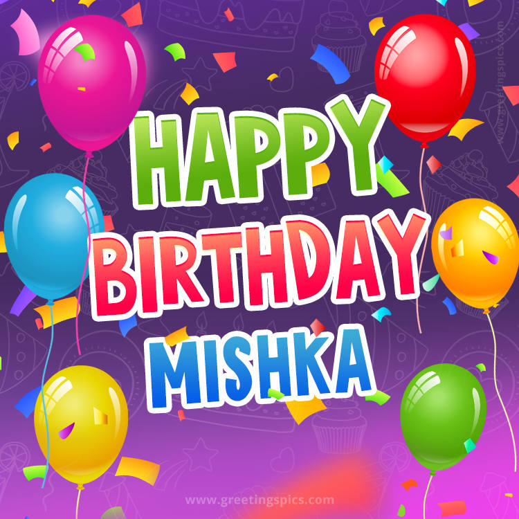 Happy Birthday Mishka Festive Greeting Card (square shape image)
