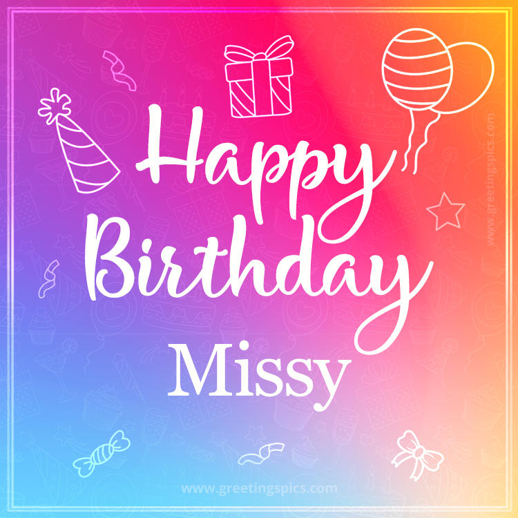 Colorful Happy Birthday Card For Missy (square shape image)