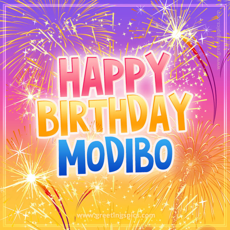 Happy Birthday Modibo Picture with fireworks (square shape image)