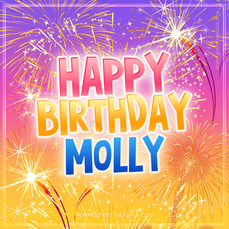 Happy Birthday Molly Picture with fireworks (square shape image)