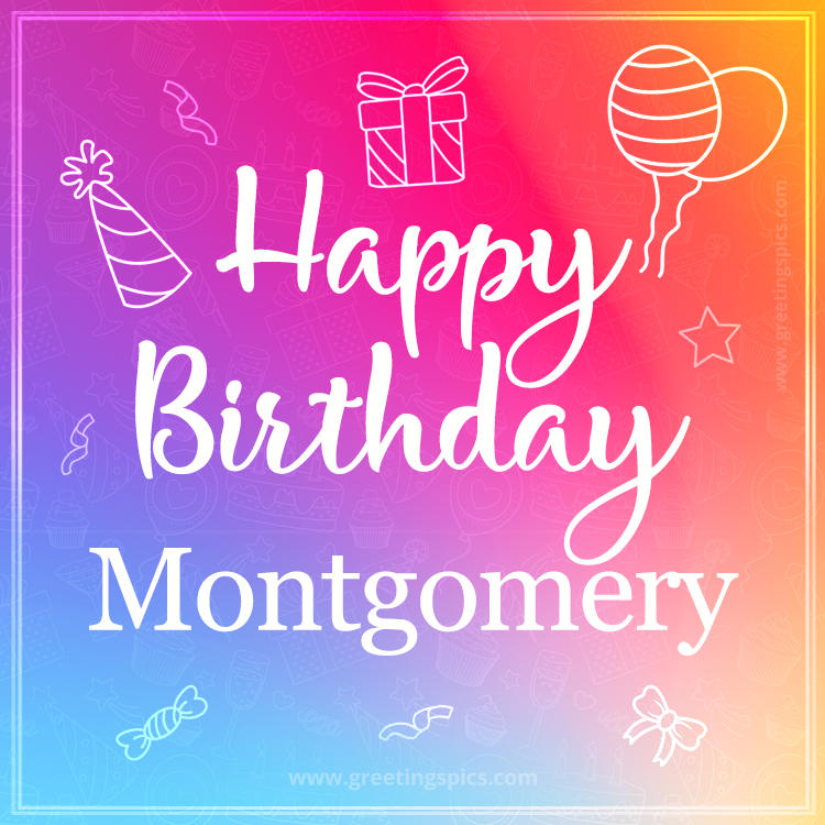 Colorful Happy Birthday Card For Montgomery (square shape image)