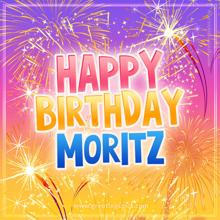 Happy Birthday Moritz Picture with fireworks (square shape image)