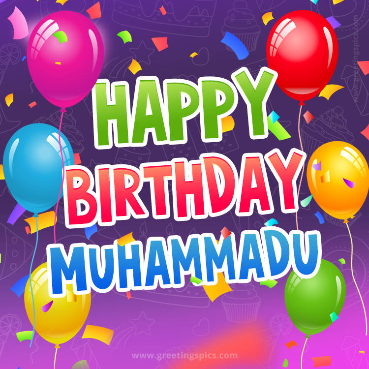 Happy Birthday Muhammadu Festive Greeting Card (square shape image)
