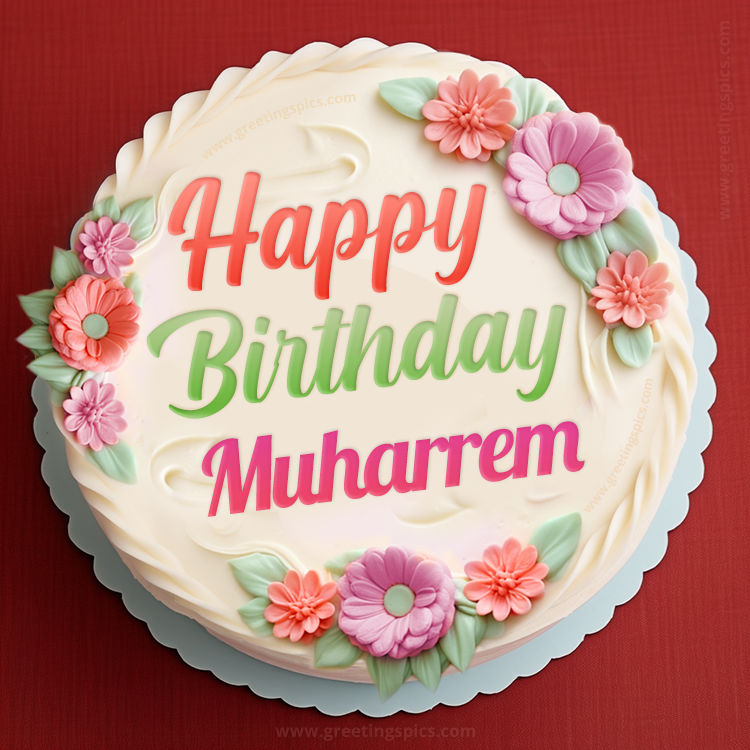 Happy Birthday Muharrem Cake Image With Name (square shape image)