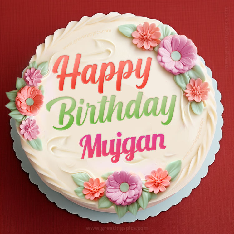 Happy Birthday Mujgan Cake Image With Name (square shape image)