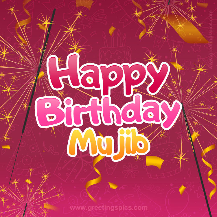 Happy Birthday Mujib Image with sparklers (square shape image)