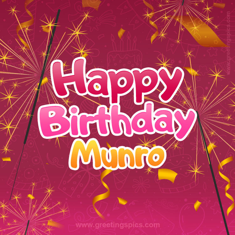 Happy Birthday Munro Image with sparklers (square shape image)