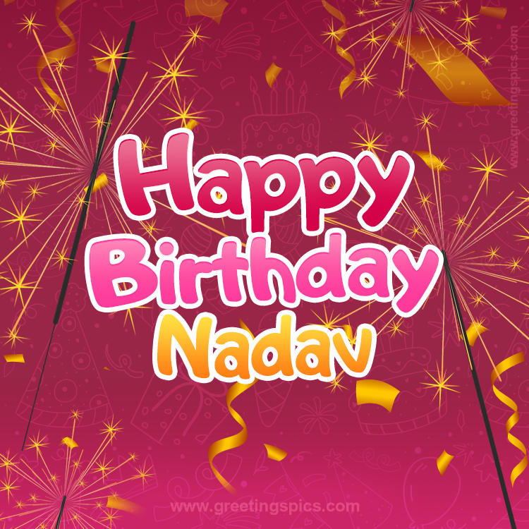 Happy Birthday Nadav Image with sparklers (square shape image)