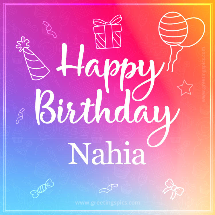 Colorful Happy Birthday Card For Nahia (square shape image)