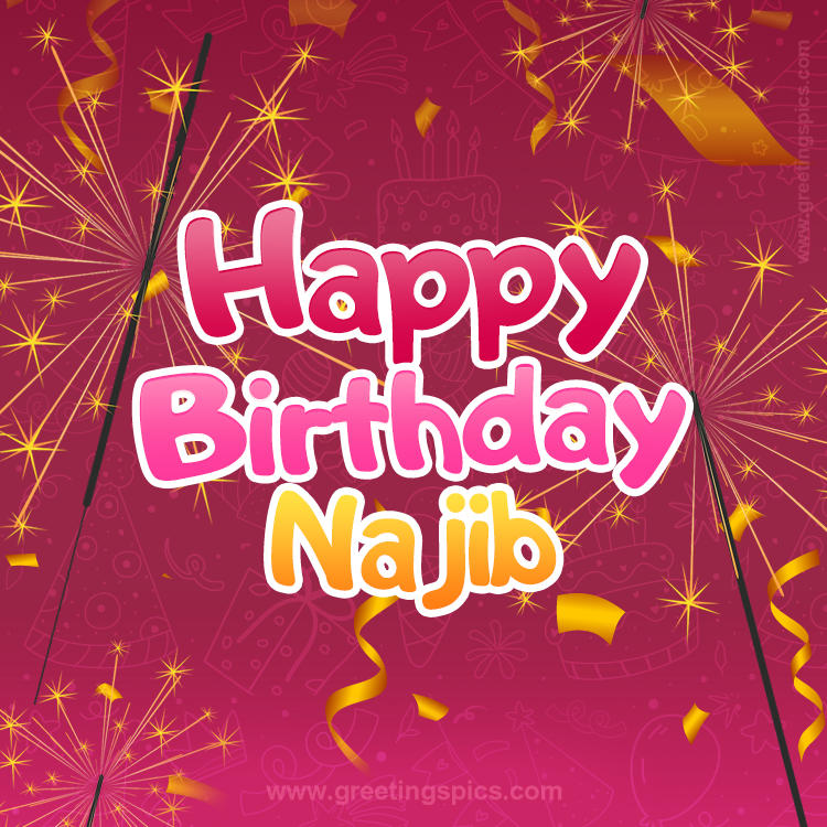 Happy Birthday Najib Image with sparklers (square shape image)