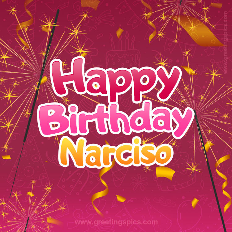 Happy Birthday Narciso Image with sparklers (square shape image)