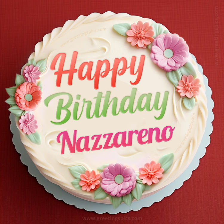 Happy Birthday Nazzareno Cake Image With Name (square shape image)