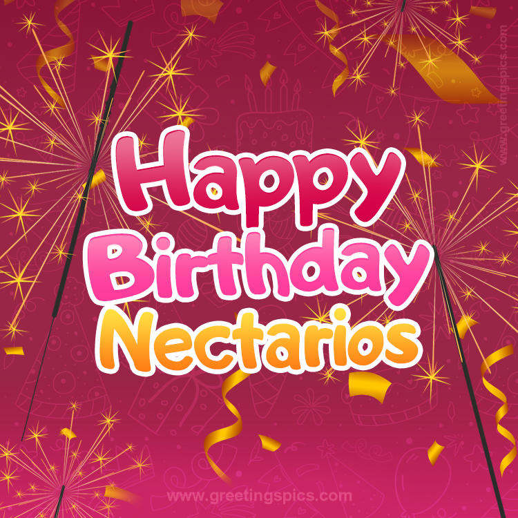 Happy Birthday Nectarios Image with sparklers (square shape image)