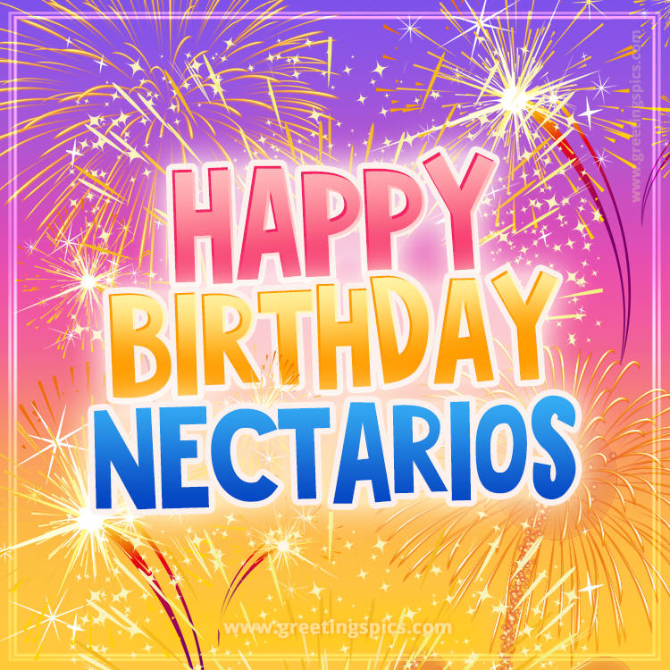 Happy Birthday Nectarios Picture with fireworks (square shape image)