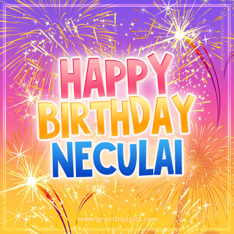 Happy Birthday Neculai Picture with fireworks (square shape image)